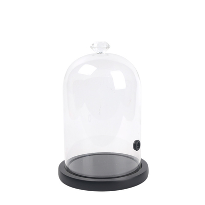 Glaskoepel met houten basis Glas voor kaars Mini Cake Stand Glas Display Dome