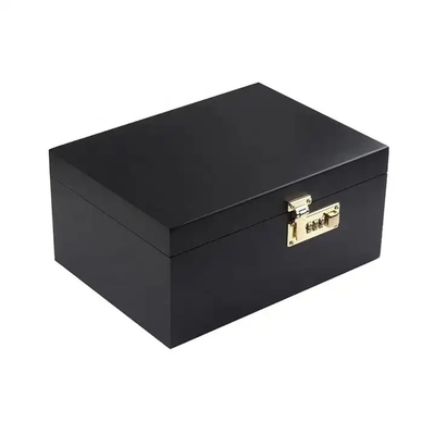 Nieuwste massief houten doos Aanpassen houten decoratieve dozen met hinged deksel Zwarte houten doos