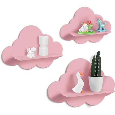 Golvende drijvende houten planken Schattige wolkenplanken Daisy bloemenplant Wandplank Kawaii Deense kamerversiering
