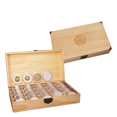 20-46 mm Porta-moedas de madeira, 120 Pcs cápsulas de moedas altamente transparentes com junta de espuma, porta-caixas para colecionadores de moedas