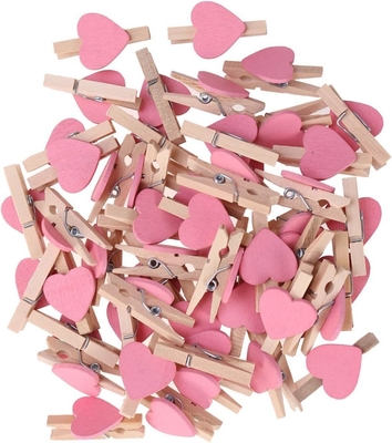 Mini Houten Klemmen Kledingstukken Handwerk met harten voor trouwfeest Valentijnsdag Decoratie Foto Houten Klem Roze Kledingstuk