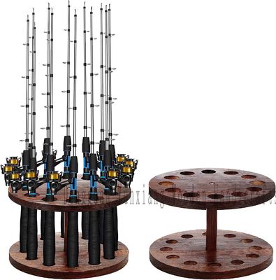 Houten visstok organisator Display Rack Massivhout Ronde opslag Vissenstok Basis Eenvoudige Biljart Cue Plaatsing Stand