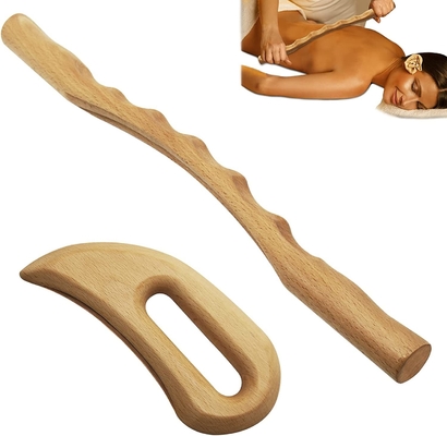 2 PCS Houten Gua Sha Massage Tools Hout Therapie Massage Kit voor Lymfatische Drainage Tool Hout GuaSha voor Anti Cellulitis Blijf fit