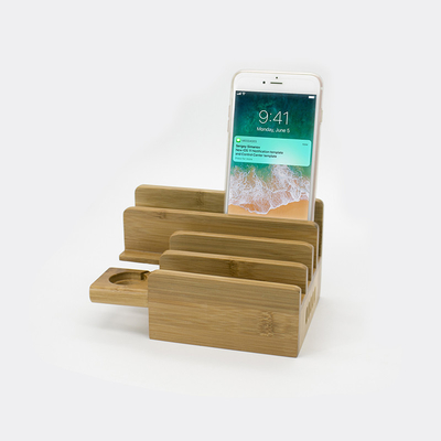 Bamboe-oplaadstation voor meerdere apparaten Elektronische apparaatorganisator voor mobiele telefoon, tablet