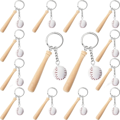 Mini Baseball Sleutelhanger Met Houten Bat Voor Sport Theme Party Team Souvenir Atleten Beloningen Partij gunsten
