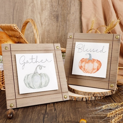 Thanksgiving Decoraties Set van 2 Houten Tafelbord Schild Herfst Herfst Pompoen Frames Centrum voor Home Keuken Tiered Tray Dec