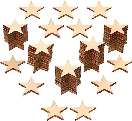 Onvoltooide houten sterretjes Hangende sieraden met snaren voor Kerstmis Bruiloft DIY Craft Festival Decoratie