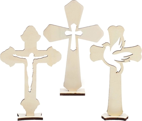 Gepersonaliseerd kerststal Houten kruis Onvoltooid houten tafelkruis voor ambachten Staand