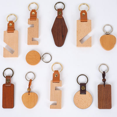 Chave de Chave de Madeira de madeira contraplacada personalizada, Blank de Gravação em Madeira para artesanato de presente DIY