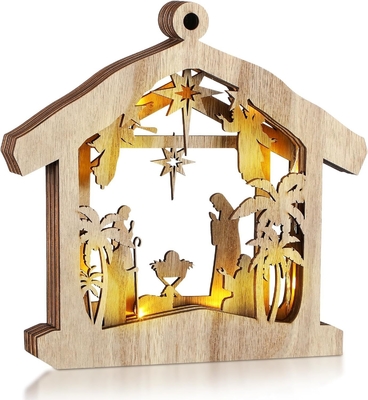 Kerststal ornament Houten kerststal ornamenten