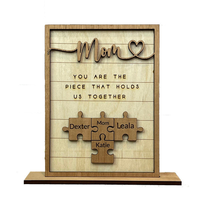 Warm verkoop hout gepersonaliseerde ornamenten gebeeldhouwd 1-12 namen voor Moederdag cadeautjes