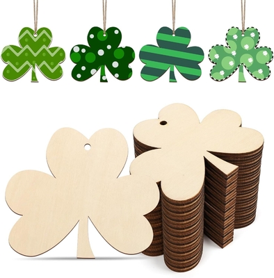 Houten shamrock ornamenten Patrick's Day decoratie Onvoltooide houten schijven voor thuis boerderij ambachten hangend voorjaar decoratie
