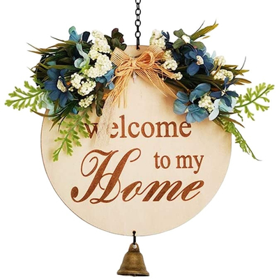 Welkomstkransen voor voordeur Voordeur Decoratie Voordeur Veranda Decoratie Hangend Teken Rustiek Hout Hangend Teken Met Bel