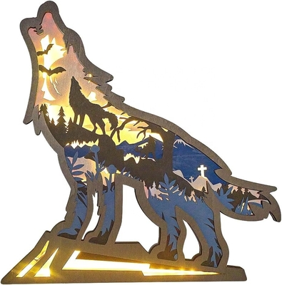 3D Houten Dieren LED Nachtlicht Festival Decoratie Bureaublad Bureaublad Tafel Woonkamer Slaapkamer Boerderij Kantoorplank