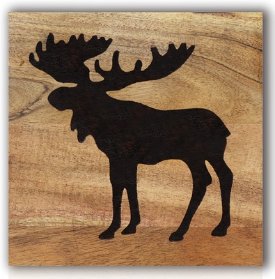 Houten hut decoratie met beer, hert en eland (set van 3) - Woodland rustieke wandversiering