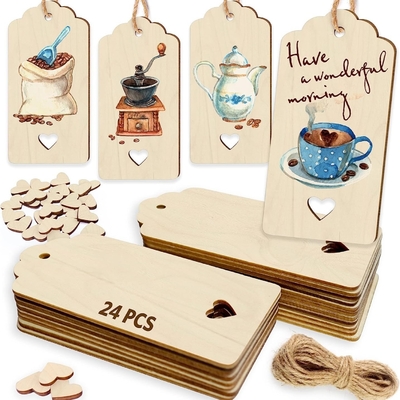 Nieuwe houten onvoltooide label hanger DIY handgemaakte houten blanco geschenk boekmerk hout chip lijst