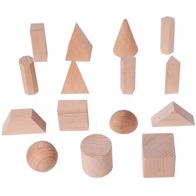 Houten geometrische stoffen, houten vormen voor kinderen, Montessori speelgoed.