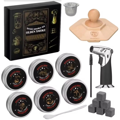 Luxe houten Cocktail roker kit met Cocktail roker en houten chips ((Zonder Butane)