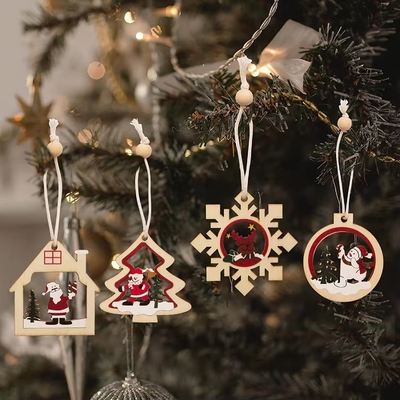 Feestelijke kerst Houten gordijnen Feestelijke kerstversieringen Houten kerstversieringen