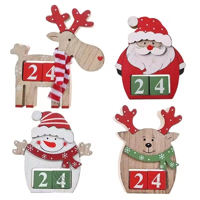 Op maat gemaakt kerstwerk houten aftelling kalender kerst ornamenten kerstman eland ornamenten