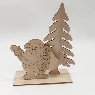 Op maat gemaakte houten kerstboom Oude man eland kerstversieringen