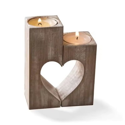 Gepersonaliseerde hartvormige houten kandelaar Verjaardag kandelaar Valentijnsdag bruiloft decoraties