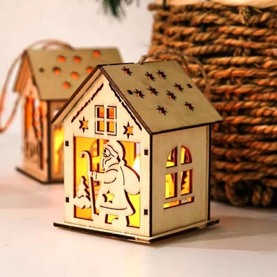 Kersthuisje LED Kerstlicht Figuurtjes Houten verlicht binnenversiering Kerstversieringen Feestversiering Geschenk