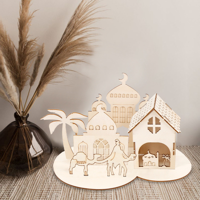 Houten kerstversiering Onvoltooide houten puzzel Diy schilderen Kerstboom hut Kinderen fijne motoriek