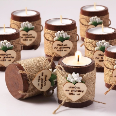 Gepersonaliseerd dorp houten thee licht cilinder kaarshouder bruids douche bruiloft baby douche feest
