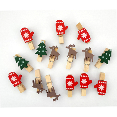 Kerstclips, op maat gemaakte houten kledingstukjes voor zelfstandig handwerk, houten clips voor foto-activiteiten met kartonpapier