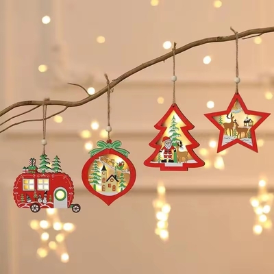 2024 Nieuwe houten kerstversieringen kerstverlichting