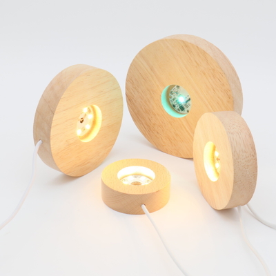 Houten tafellampbasis Houten ronde basis Groothandel LED kleurrijk zelfstandig nachtlicht