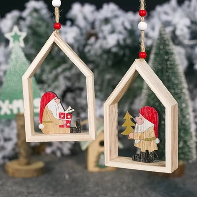 Houten kerstversieringen Driedimensionaal schilderij Kerstman display Creatieve kerstboomversieringen