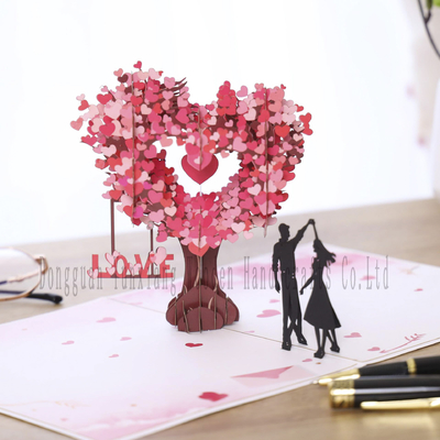 Handgemaakte Hartkaart Pop Up 3D Hart Bloemkaart Romantische Liefdesbrief Groet Verjaardag Bruiloft Valentijnsdag Verjaardag Giftkaart