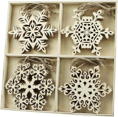 Gepersonaliseerde kerst ornamenten Houten sneeuwvlokken Set van 16 sneeuwvlokken Sneeuwvlok ornament