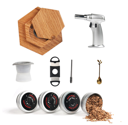 Luxe houten cocktailrookerset met cocktailrookerset en houtsnips (butaanvrij)