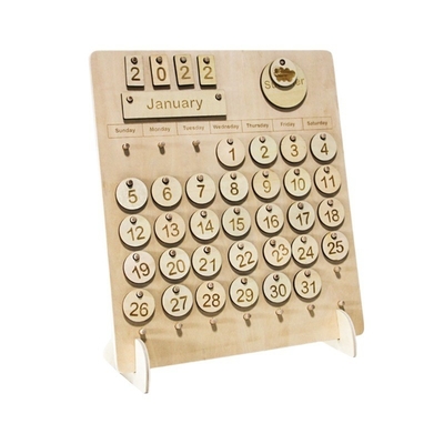 Huis Houten kalender Kind Montessori kalender Organisator School educatief speelgoed