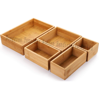 Bamboe ladesorganiseringsset, multi-use opslagdoos set, verschillende maten rommel ladesorganiseringsset voor kantoor, huis, slaapkamer, badkamer