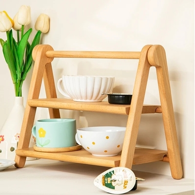 Houten plankplankplank organisator 2-tier tafel Ra 2-tier tafelrek monteren driehoek bureau plank Houten keukenplank organisator