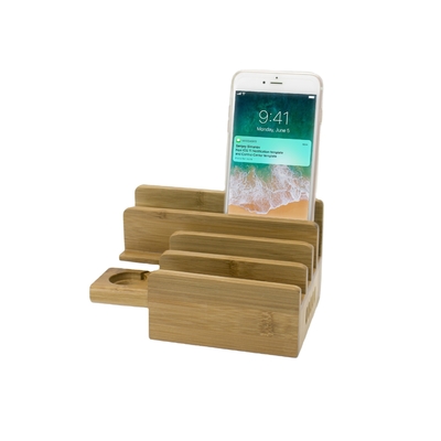 Bamboe Charging Station Dock voor 3/4/5 Ports USB Charger,Desktop Docking Station Organisator voor Cellphone,Smart Watch,Tablet