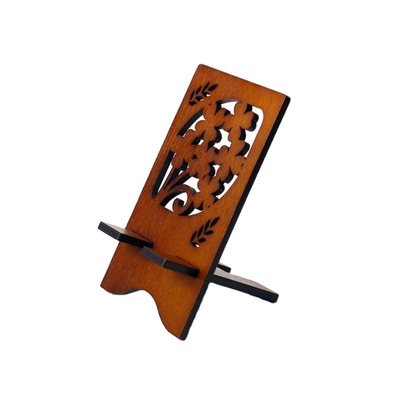 Uitstekend gesneden houten mobiele telefoonhouder