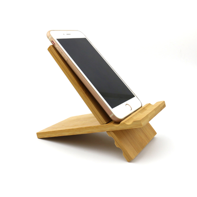 Bamboe Telefoonstand Desktop Organisator Charging Station Nachtbank Mobiele houder Hout Draagbare Verstelbare Hoek