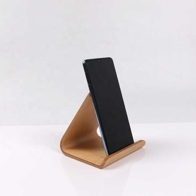 Gebogen houten mobiele telefoonhouder Stand Houten tablethouder