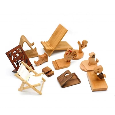 Houten mobiele telefoonhouder voor het bureaublad Walnoot Houten mobiele telefoonhouder