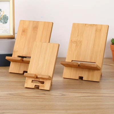 Bamboe mobiele telefoonstand, afneembare houten mobiele telefoonhouder voor tafeltabletstand