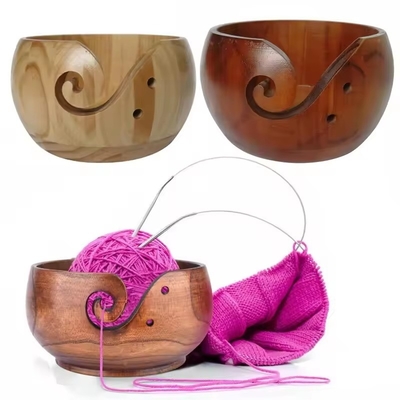Handgemaakte houten schaal opslag Crochet gebreide garenschaal met gat