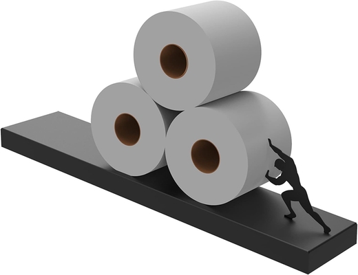 Op maat gemaakte houten drijvende wc-papierplankopslag - badkamermuurversieringen, kantelbare wc-papierhouder