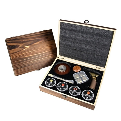 Hot Sale Modern Design Metalen Whiskey roker Set met wegwerp Houten Cocktail Shaker Bar Tool Set Hot Gift Box Wholesale