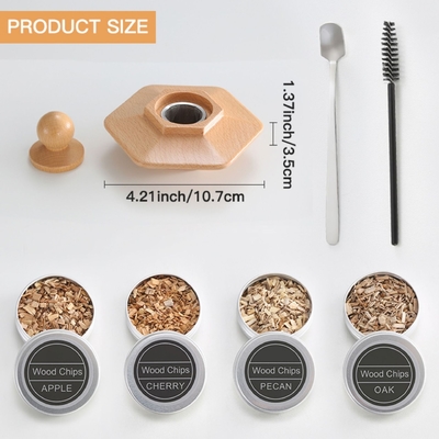 Hot Sale Houten Cocktail roker kit met houten doos Premium houten splinters en essentiële bar gereedschappen