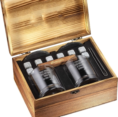 Gift Cocktail Box Kit voor mannen UV Printing Whiskey Stone And Glass Set